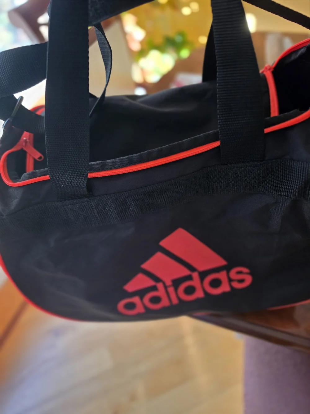 ♥️🖤adidas Black & Red Duffel Bag Gym Travel Sports Bag NWOT